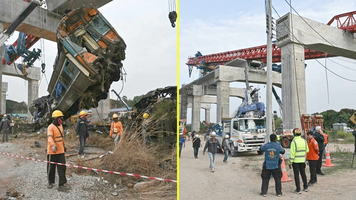 Al menos 28 personas mueren tras la caída de una grúa sobre un tren en Tailandia