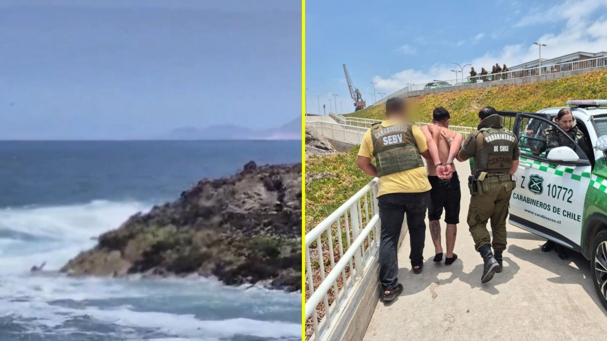 Sorprenden a prófugo por homicidio y se lanza al mar para evitar ser detenido en Antofagasta