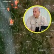 El experto y consultor en gestión de emergencias y reducción del riesgo de desastres, Michel De Lherbe, mostró un mapa de los focos de incendios forestales que se encuentran activos en Ñuble y Biobío.