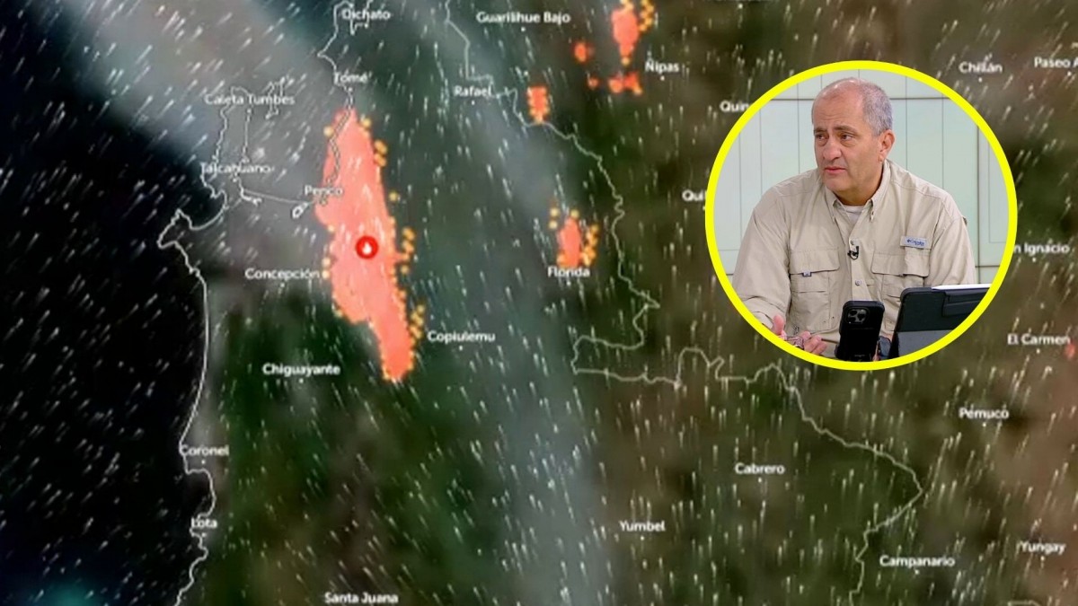 Michel De L'Herbe muestra mapa con incendios forestales activos en Ñuble y Biobío