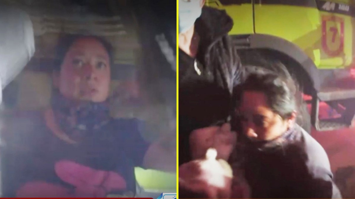 Video muestra momento en que mamá entregó a sus dos hijas a bomberos para salvarlas de incendio en Penco