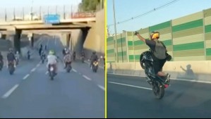 Videos muestran a motociclistas realizando peligrosas piruetas en plena autopista en Santiago