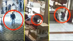 Se cubrió con mascarilla y se hizo pasar por visitante: Video muestra descarado robo en Catedral de Santiago