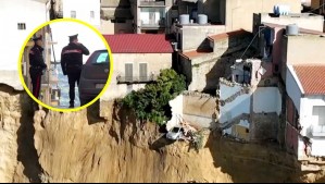 Las impactantes imágenes de un pueblo italiano que quedó colgando por un alud