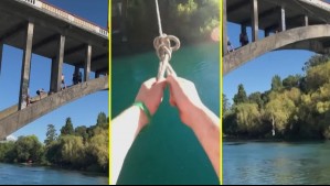 Videos muestran peligrosos piqueros desde puente en Villarrica: Una persona ya resultó herida