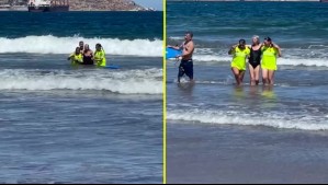 Captan rescate de adulta mayor que estaba con peligro de inmersión en La Serena