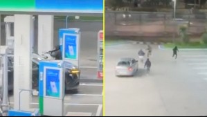Videos captaron todo: Cliente enfrenta con cuchillo a delincuentes que perpetraban asalto con ametralladora en servicentro