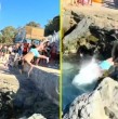 Videos publicados en redes sociales muestran peligrosos piqueros realizados por jóvenes en una playa de Valparaíso. En las imágenes se ve que se lanzan desde varios metros de altura y caen en un sector rocoso.