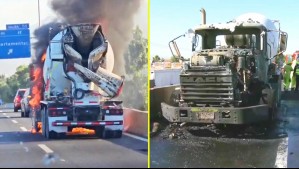 Camión se incendió en plena Autopista Central en La Cisterna: Fuego se habría iniciado por una falla eléctrica