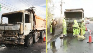 Camión tolva explota y se incendia en la Ruta 5 a la altura de San Bernardo