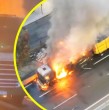 Un camión se incendia la mañana de este viernes en plena Ruta 5, a la altura de la comuna de San Miguel, en la Región Metropolitana. Producto del siniestro, la autopista se encuentra cortada.