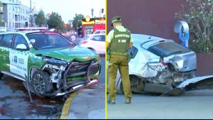 Patrulla de Carabineros y un vehículo particular protagonizaron grave choque en Santiago