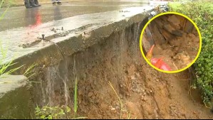 Lluvias generan socavón en Talcahuano: Casa está en riesgo por deslizamientos de tierra