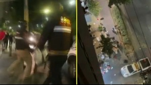 Video muestra brutal agresión a guardias municipales de Estación Central: A uno le tiraron un cilindro de gas