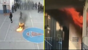 Video muestra el momento en que encapuchados incendian dependencias del Liceo Lastarria