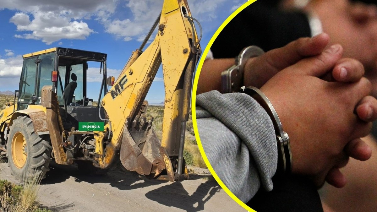 Carabineros detiene a dos sujetos en Colchane: Usaban retroexcavadora para habilitar pasos ilegales