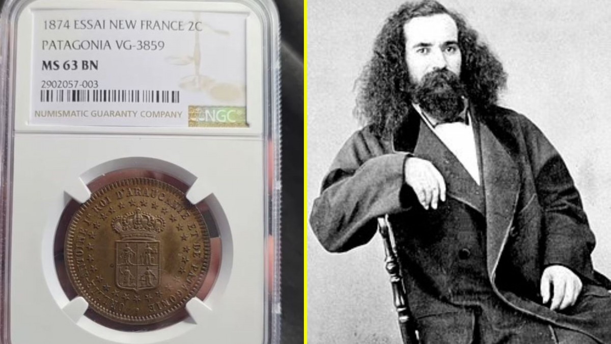 Coleccionista muestra rara moneda del 'Rey de la Araucanía y la Patagonia': Conoce cómo es y cuál es su valor