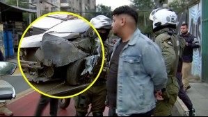 Conductor ebrio se queda dormido, circula contra el tránsito y choca contra poste antes de intentar huir en Santiago Centro