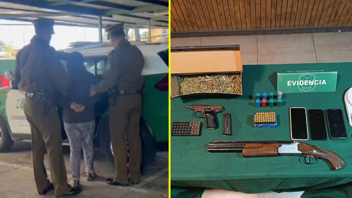 Detienen a mujer con armas de alto poder y droga en La Florida: Carabineros incautó una escopeta y varias municiones