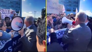 Kast responde con megáfono a manifestantes del sector de la salud: 'No va a haber ningún recorte que pueda afectar'