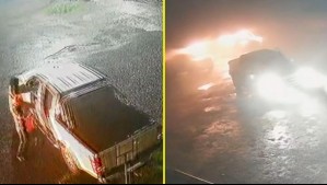 Videos del momento exacto en que desconocidos queman camionetas en empresa de Collipulli