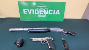 Sujeto detenido en contexto de violencia intrafamiliar y tenencia de armas: Portaba escopeta, pistola y una granada de fantasía