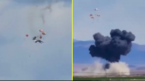 Video muestra impactante accidente aéreo en EEUU: Pilotos alcanzaron a eyectarse antes de que los aviones se incendiaran