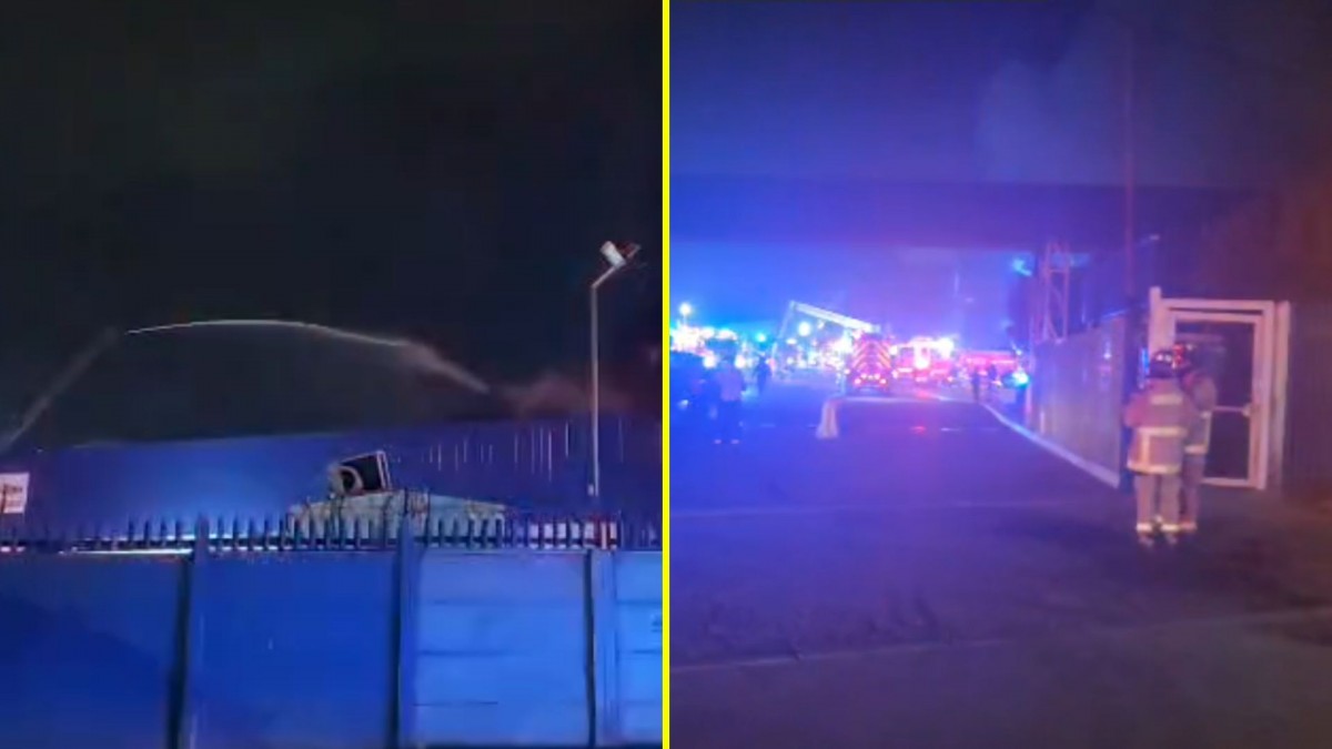 Gran incendio afecta a fabrica en Buin: Se advierte presencia de material industrial