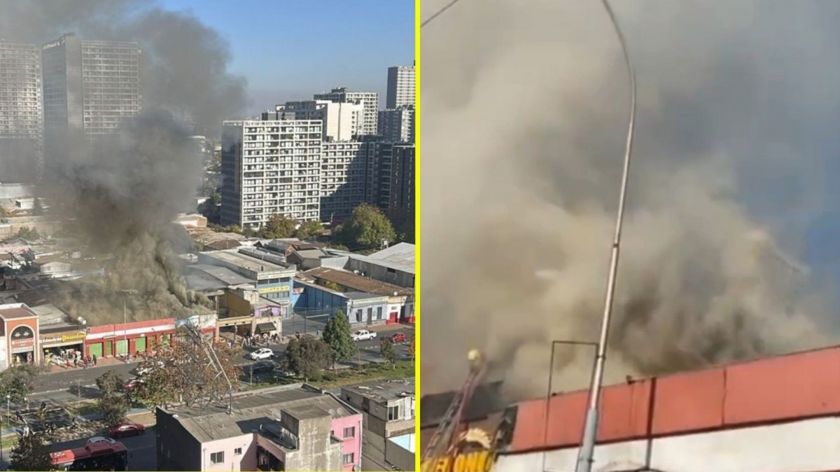 Emana gran columna de humo: Bomberos responde con 15 compañías a incendio en local comercial en Estación Central