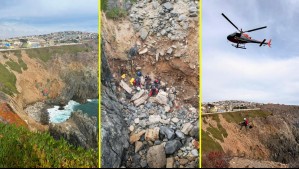 Joven cae a roqueríos por acantilado en Valparaíso y es rescatada por helicóptero naval en Valparaíso