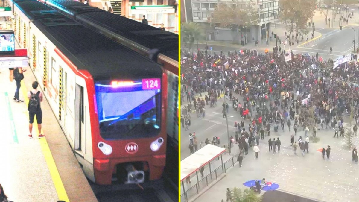 Metro de Santiago informa el cierre de dos estaciones de la L1 en medio de manifestación
