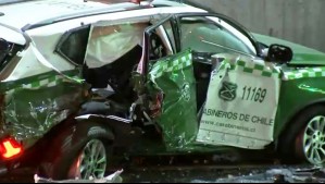 Chocaron patrulla de Carabineros en Kennedy con Vespucio Oriente: Sujetos abordaron otro auto y escaparon