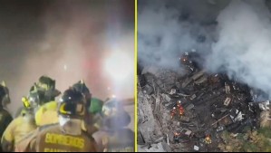 Video capta momento de derrumbe tras incendio en Santiago Centro