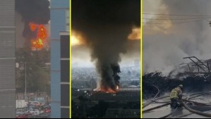 Videos muestran gran columna de humo en enorme incendio que se registra en lugar de acopio de neumáticos en Cerrillos
