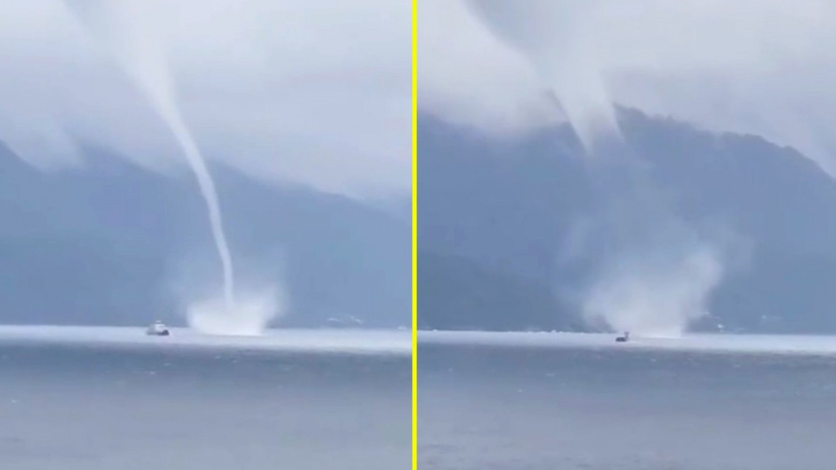 Captan impresionante tromba marina frente a Puerto Montt
