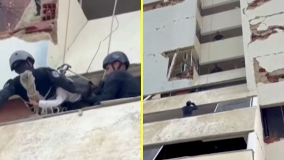 Video muestra rescate de niña que estaba atrapada tras terremotos en Venezuela