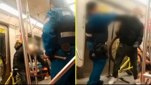 Guardia y pasajero protagonizaron pelea en Línea 4 del Metro de Santiago: Usuario subió al andén con un perro y bicicleta
