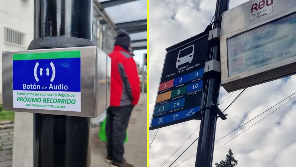 Chillán estrena los paraderos 'más modernos de Chile': Cuentan con pantallas en tiempo real e información auditiva