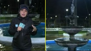Plaza de Armas de Parral terminó completamente anegada por las intensas lluvias: Se desbordó pileta