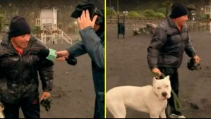 Sacó a pasear a su perro en pleno temporal en Constitución y mascota casi muerde a periodista durante despacho en vivo