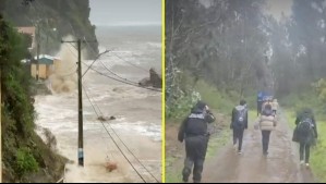 Video muestra rescate de familia aislada en Talcahuano: Armada acudió en medio de las intensas marejadas