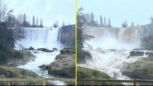 Imágenes muestran el sorprendente cambio en Salto del Laja tras fuertes lluvias