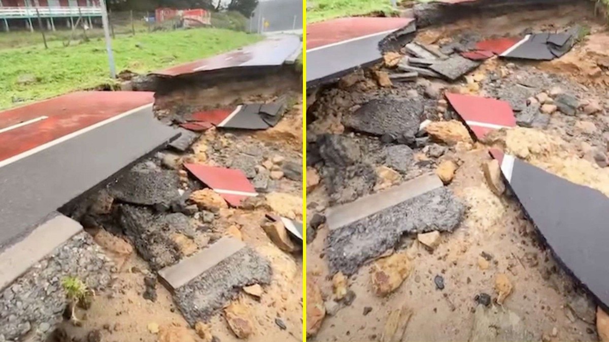 Marejadas destruyen parte de ciclovía en Dichato: Video muestra cómo la estructura cedió a un costado del mar
