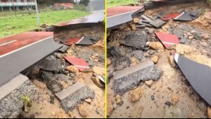 Marejadas destruyen parte de ciclovía en Dichato: Video muestra cómo la estructura cedió a un costado del mar