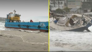 Temporal arrastra embarcaciones en playa La Herradura de Coquimbo y las deja encalladas