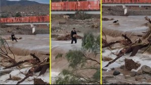 Video muestra cómo un hombre fue arrastrado por la corriente tras intentar cruzar un estero en Coquimbo: Fue detenido