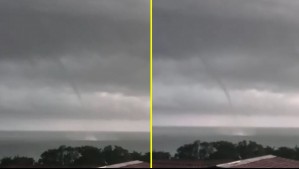 Tromba marina sorprende a Pichilemu en medio del sistema frontal: Fenómeno fue captado en video