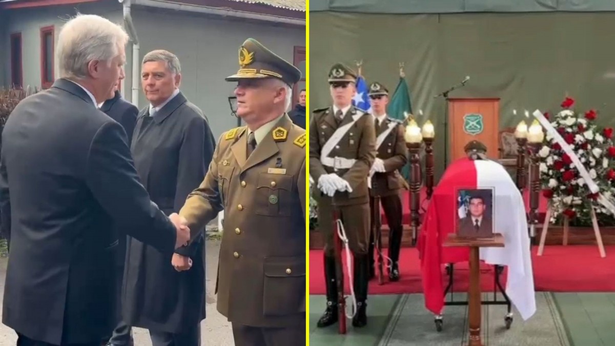 Presidente José Antonio Kast participa del velorio del cabo Marcos Cosme en Temuco