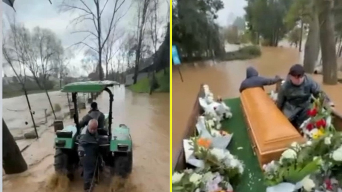 'O lo toman o se van': Familia denuncia que cementerio inundado les ofreció un tractor como única opción para trasladar ataúd