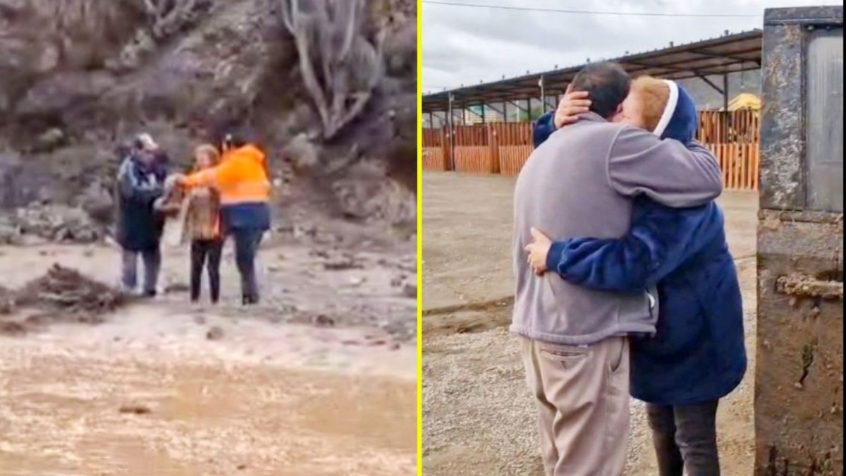 Video muestra emotivo reencuentro de un matrimonio en Huasco: Se separaron tras caer a un río en medio del sistema frontal
